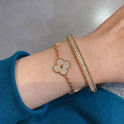 [Rosla Jewelry]CLOVER 5 MOTIFS  FULL DIAMOND BRACELET