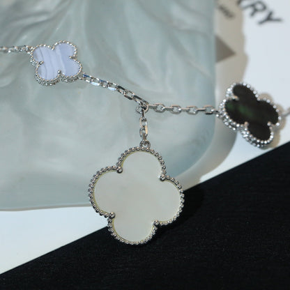 [Rosla Jewelry]CLOVER BRACELET 5 MOTIFS MOP CHALCEDONY SILVER