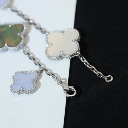 [Rosla Jewelry]CLOVER BRACELET 5 MOTIFS MOP CHALCEDONY SILVER