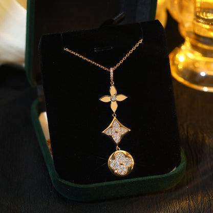 [Rosla Jewelry]STAR AND SUN DIAMOND PINK GOLD NECKLACE