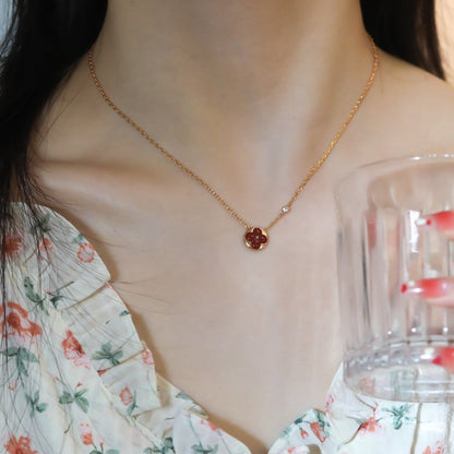 [Rosla Jewelry]SUN PEDANT PINK GOLD 1 DIAMOND NECKLACE