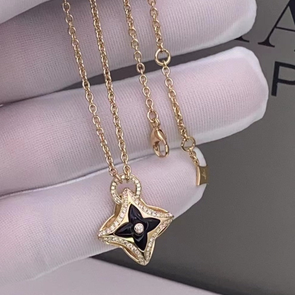 [Rosla Jewelry]STAR PEDANT PINK GOLD DIAMOND NECKLACE