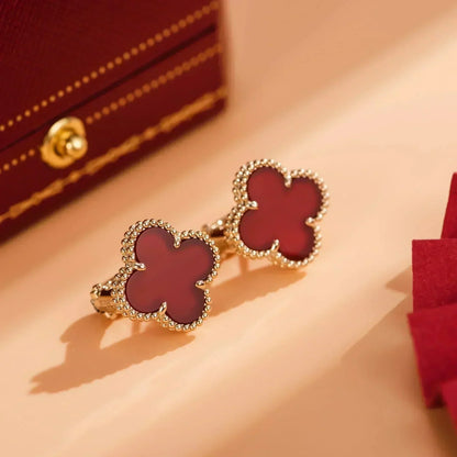 [Rosla Jewelry]CLOVER MEDIUM 1 MOTIFS CARNELIAN  EARRINGS