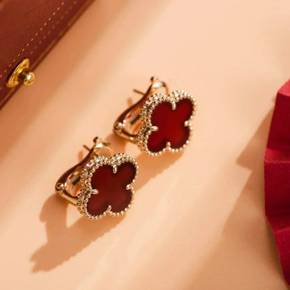 [Rosla Jewelry]CLOVER MEDIUM 1 MOTIFS CARNELIAN  EARRINGS