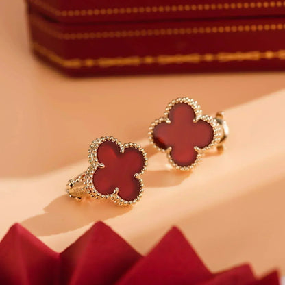 [Rosla Jewelry]CLOVER MEDIUM 1 MOTIFS CARNELIAN  EARRINGS