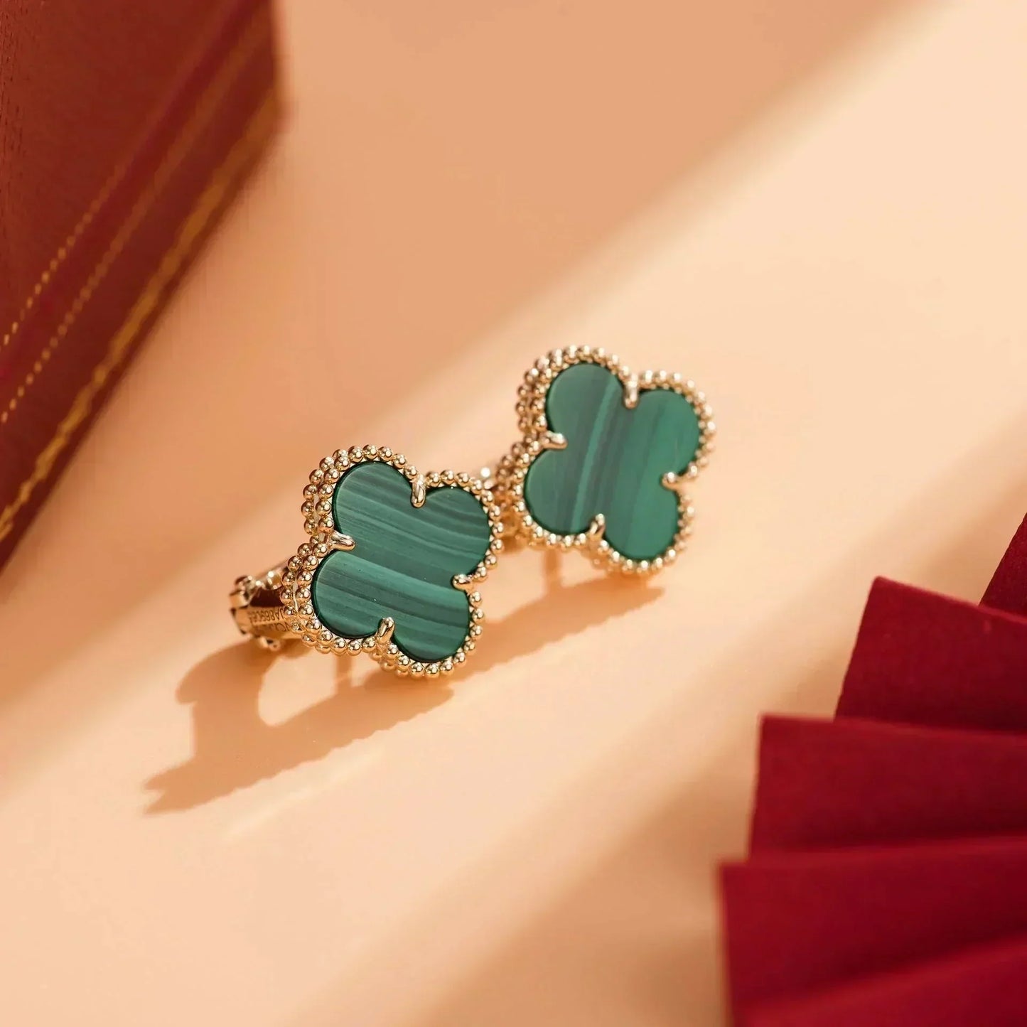 [Rosla Jewelry]CLOVER MEDIUM 1 MOTIFS MALACHITE  EARRINGS