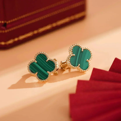 [Rosla Jewelry]CLOVER MEDIUM 1 MOTIFS MALACHITE  EARRINGS