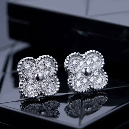 [Rosla Jewelry]CLOVER 1 MOTIFS DIAMOND STUD EARRINGS SILVER