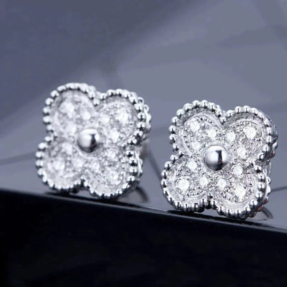 [Rosla Jewelry]CLOVER 1 MOTIFS DIAMOND STUD EARRINGS SILVER