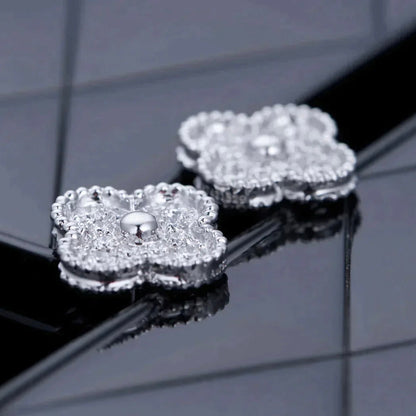 [Rosla Jewelry]CLOVER 1 MOTIFS DIAMOND STUD EARRINGS SILVER