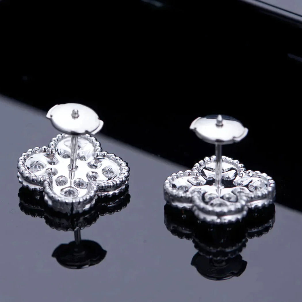 [Rosla Jewelry]CLOVER 1 MOTIFS DIAMOND STUD EARRINGS SILVER