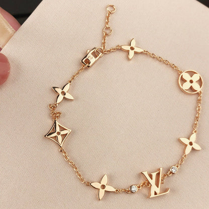 [Rosla Jewelry]STAR AND SUN 7 MOTIFS GOLD BRACELET