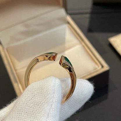 [Rosla Jewelry]DREAM MALACHITE DIAMOND OPEN RING