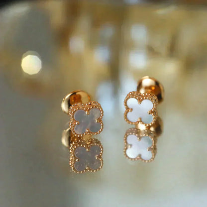 [Rosla Jewelry]CLOVER MINI 9.5MM WHITE MOP EARRINGS