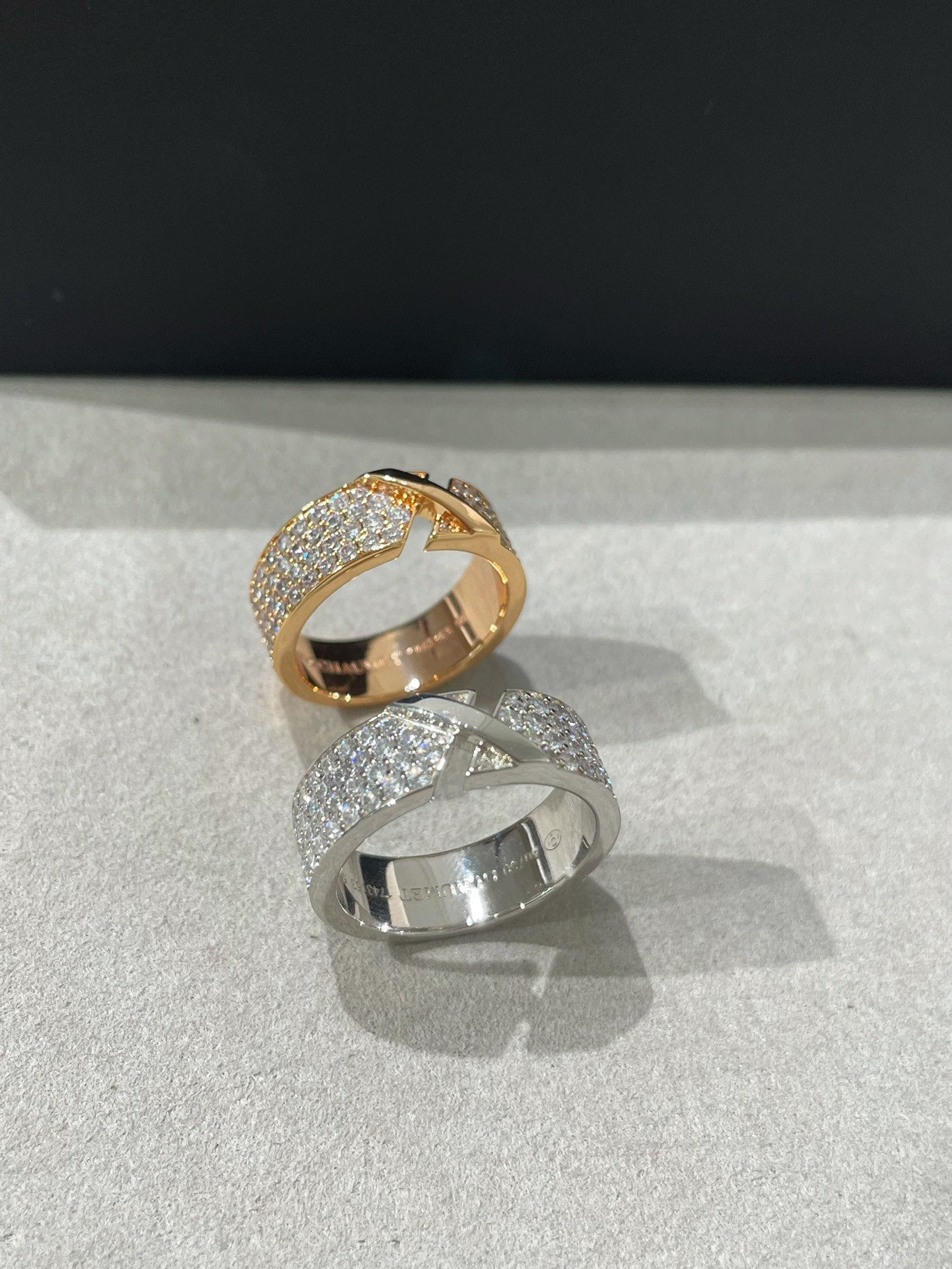 [Rosla Jewelry]LIENS EVIDENCE PINK GOLD DIAMOND PAVED RING