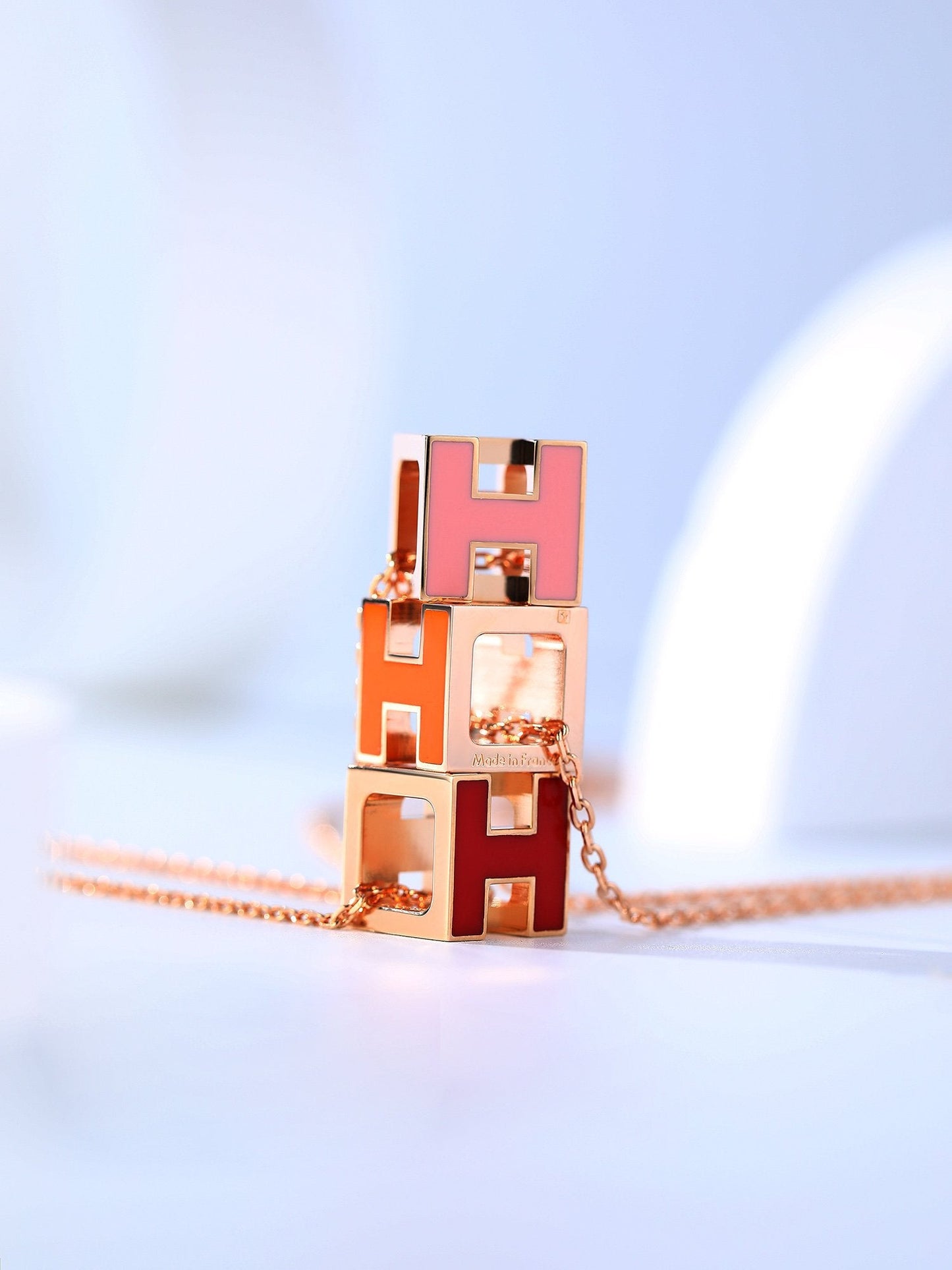 [Rosla Jewelry]H CAGE PINK GOLD NECKLACE