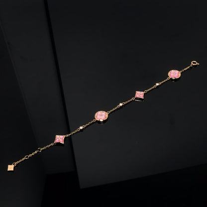 [Rosla Jewelry]STAR AND SUN 4 MOTIF PINK MOP PINK GOLD BRACELET