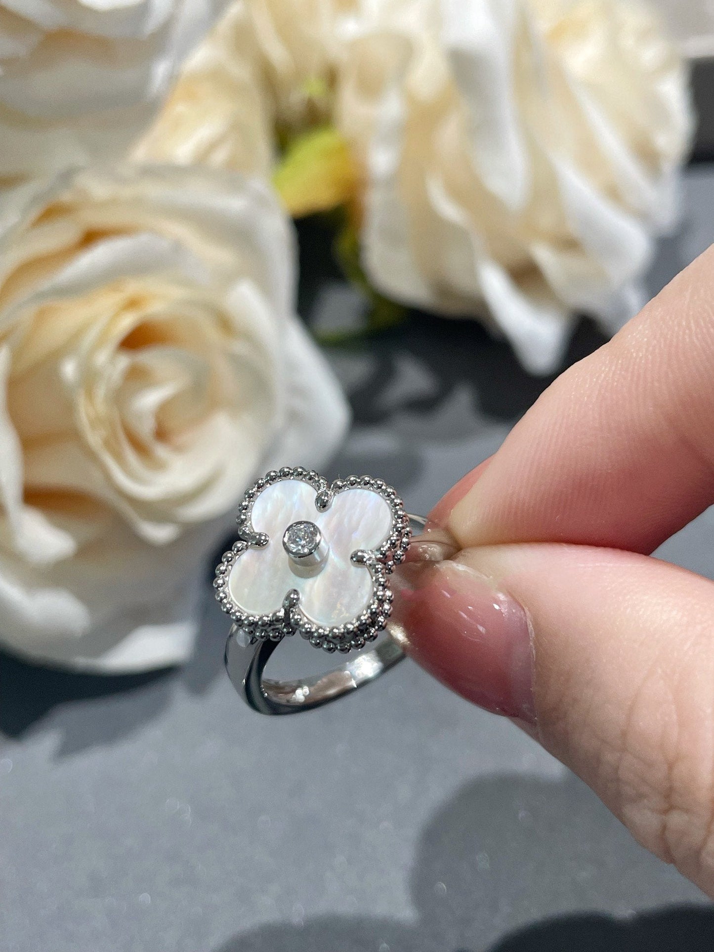 [Rosla Jewelry]CLOVER SILVER MOP DIAMOND RING