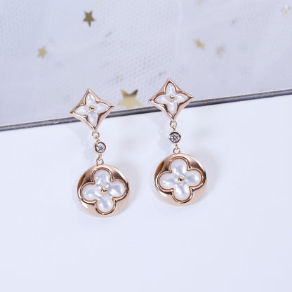 [Rosla Jewelry]STAR AND SUN PINK GOLD MOP DROP EARRINGS