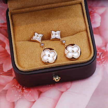 [Rosla Jewelry]STAR AND SUN PINK GOLD MOP DROP EARRINGS