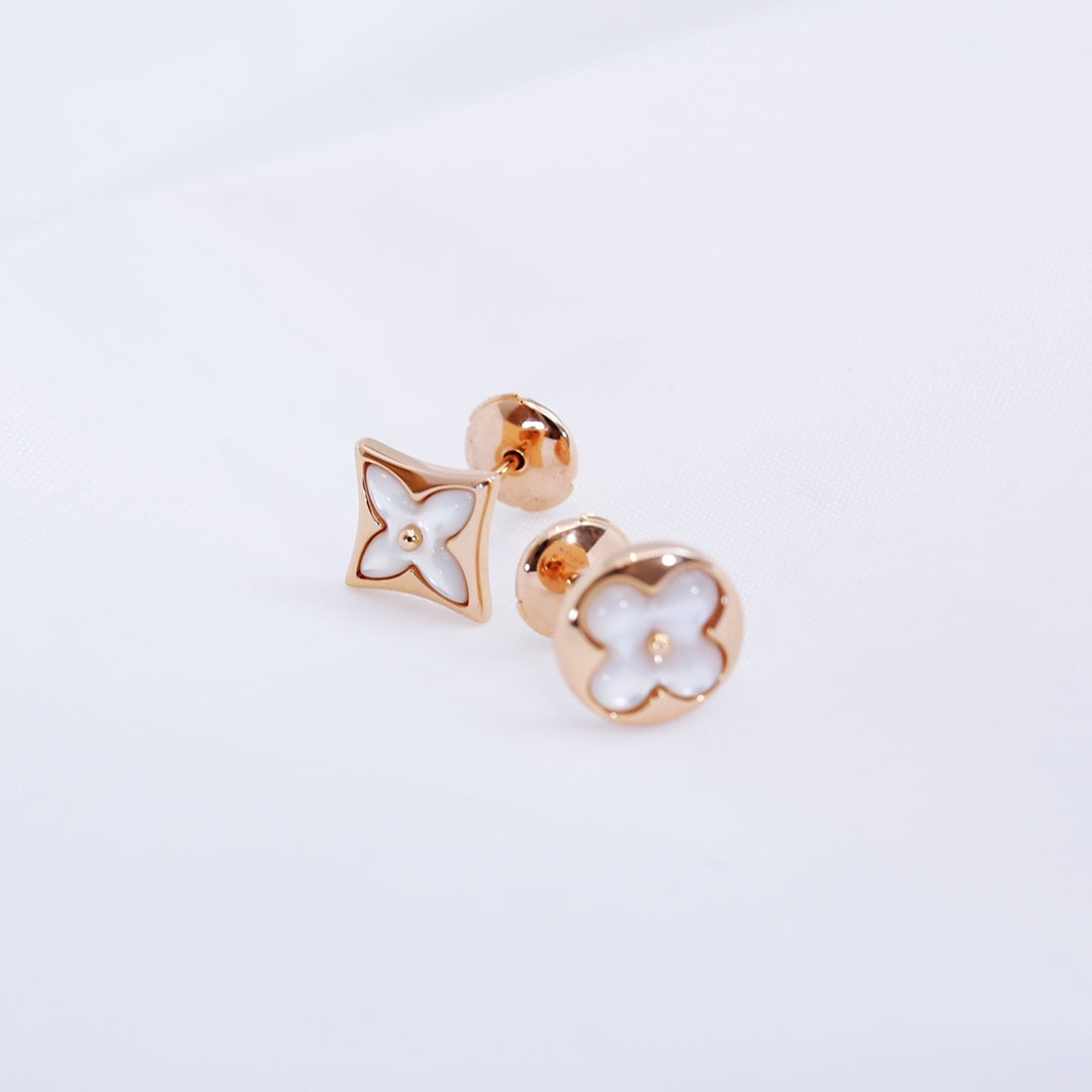 [Rosla Jewelry]STAR AND SUN PINK GOLD MOP STUD EARRINGS