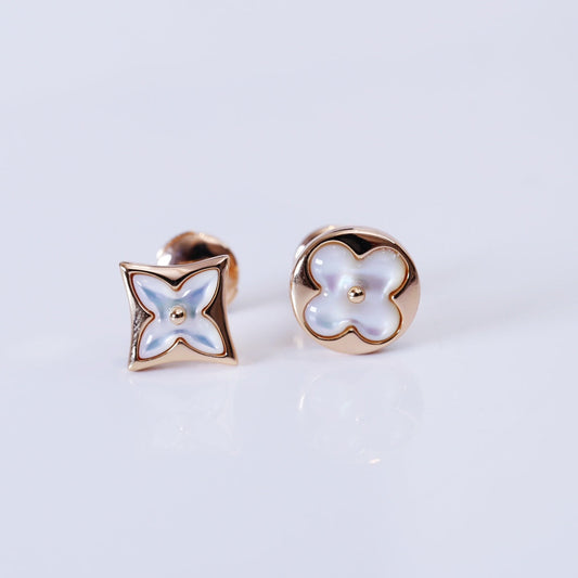 [Rosla Jewelry]STAR AND SUN PINK GOLD MOP STUD EARRINGS