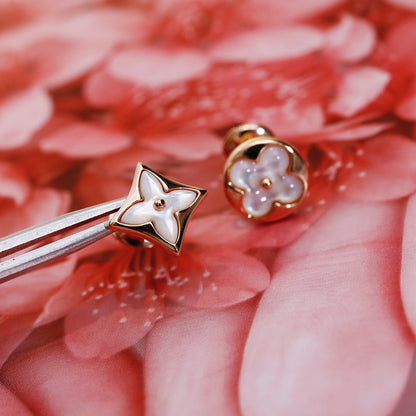 [Rosla Jewelry]STAR AND SUN PINK GOLD MOP STUD EARRINGS