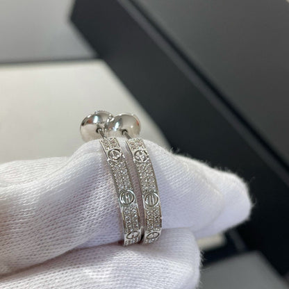 [Rosla Jewelry]LOVE DIAMOND SILVER HOOP EARRINGS