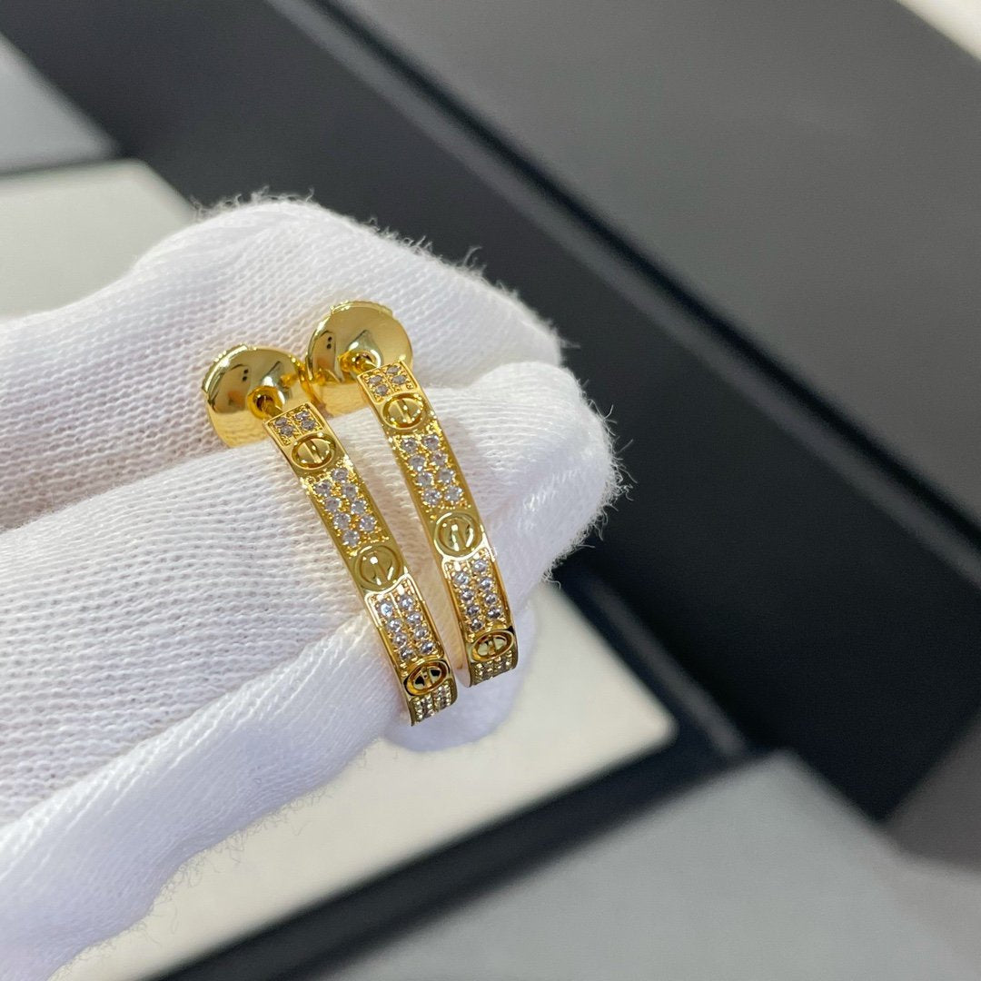 [Rosla Jewelry]LOVE DIAMOND GOLD HOOP EARRINGS