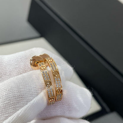 [Rosla Jewelry]LOVE DIAMOND PINK GOLD HOOP EARRINGS