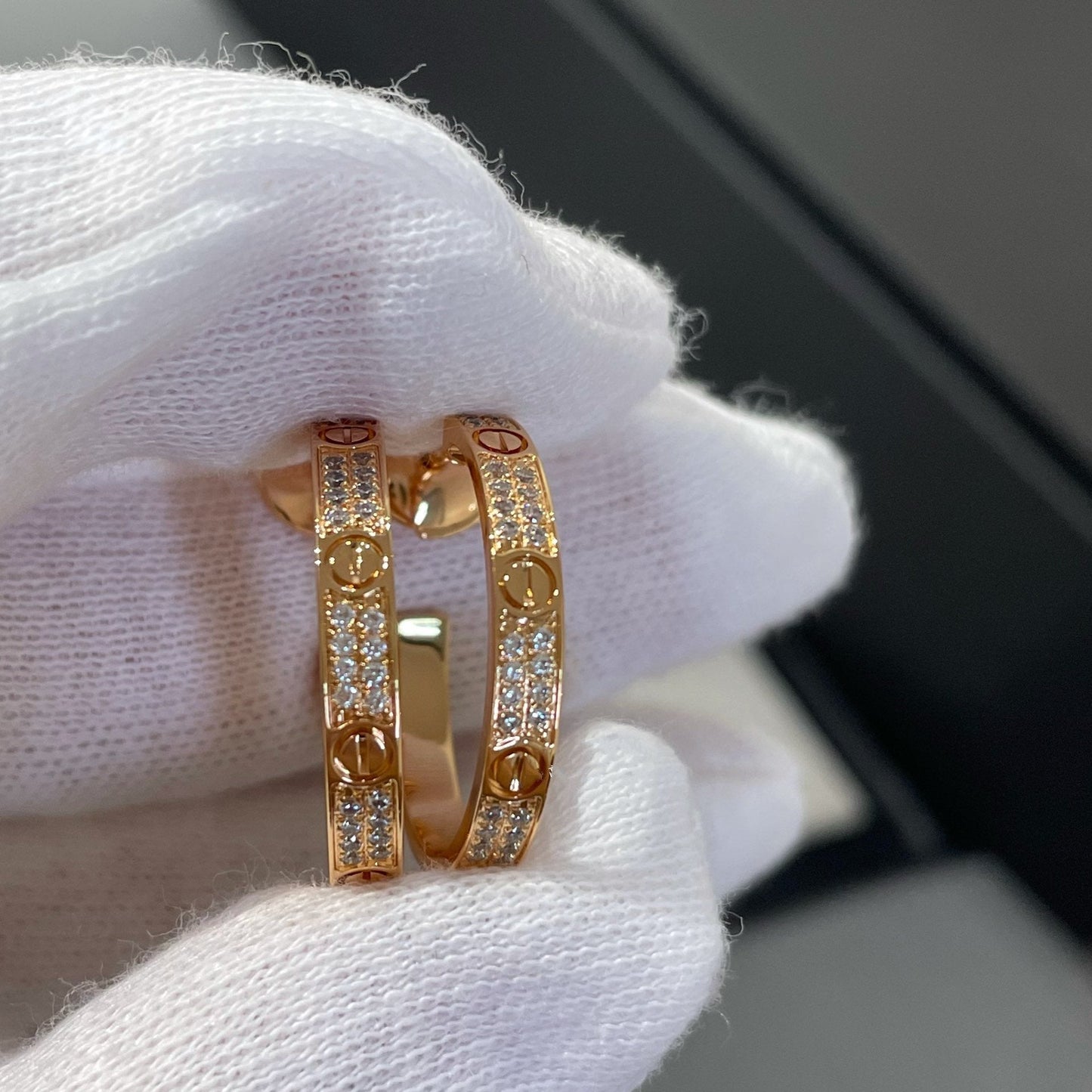 [Rosla Jewelry]LOVE DIAMOND PINK GOLD HOOP EARRINGS