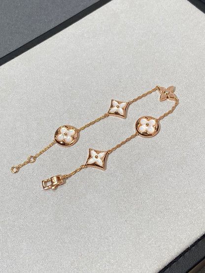 [Rosla Jewelry]STAR AND SUN 5 MOTIF MOP PINK GOLD BRACELET