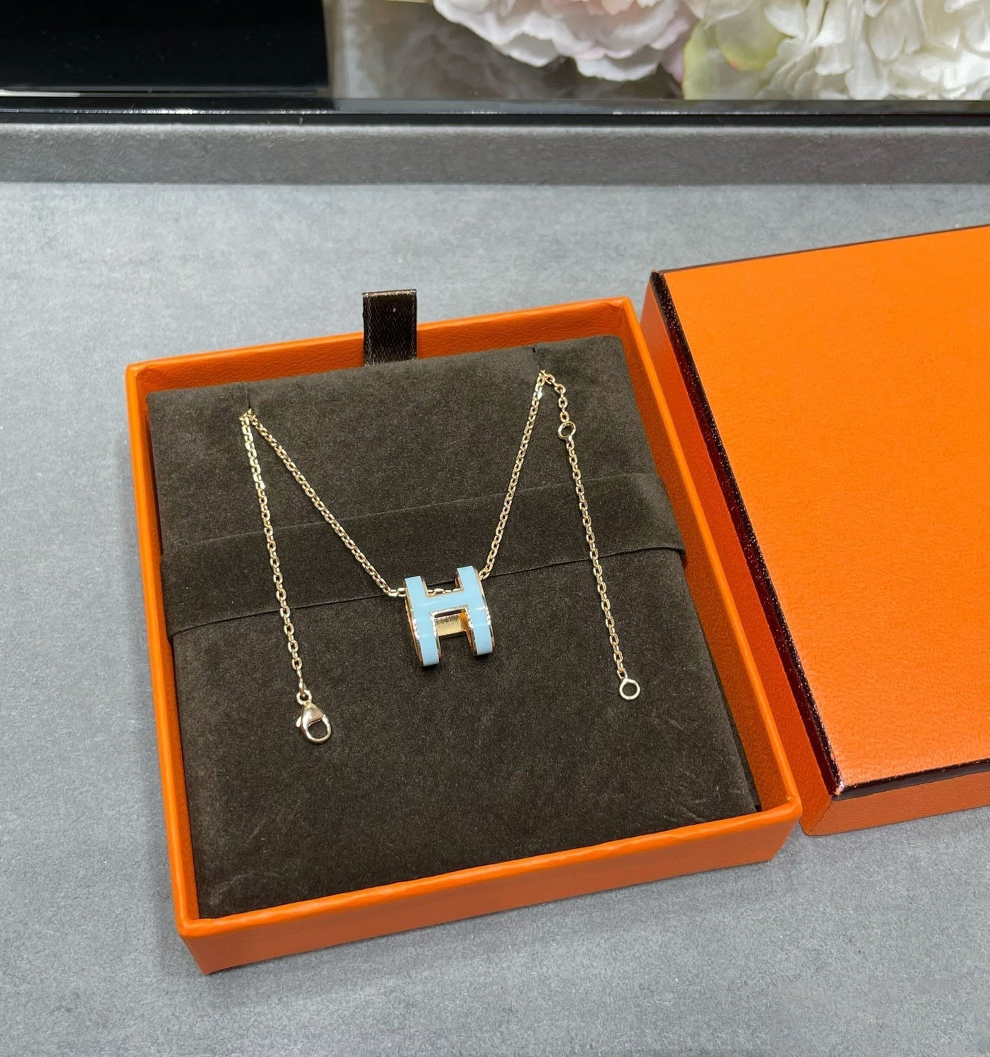 [Rosla Jewelry]POP H SKY BLUE NECKLACE