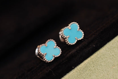 [Rosla Jewelry]CLOVER MINI TURQUOISE SILVER STUD EARRINGS