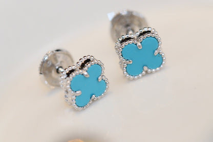 [Rosla Jewelry]CLOVER MINI TURQUOISE SILVER STUD EARRINGS