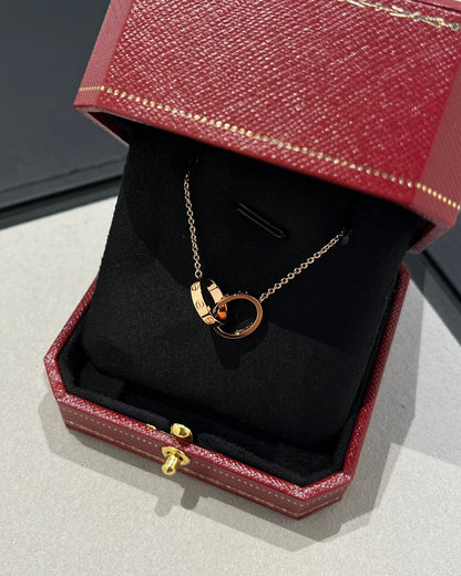 [Rosla Jewelry]LOVE NECKLACE DOUBLE RING PINK GOLD