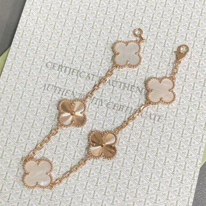 [Rosla Jewelry]CLOVER BRACELET 5 MOTIF WHITE MOP PINK GOLD