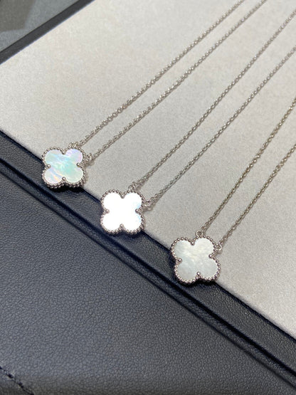 [Rosla Jewelry]CLOVER MEDIUM SILVER WHITE MOP NECKLACE