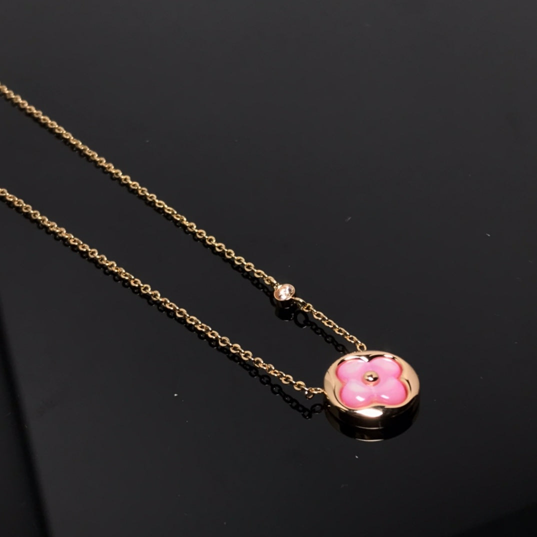 [Rosla Jewelry]COLOR BLOSSOM PINK MOP SUN GOLD NECKLACE