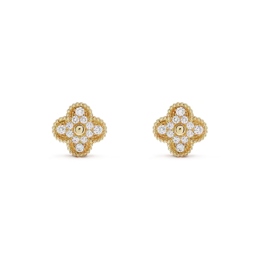 [Rosla Jewelry]CLOVER MEDIUM 1 MOTIFS FUll DIAMOND EARRINGS