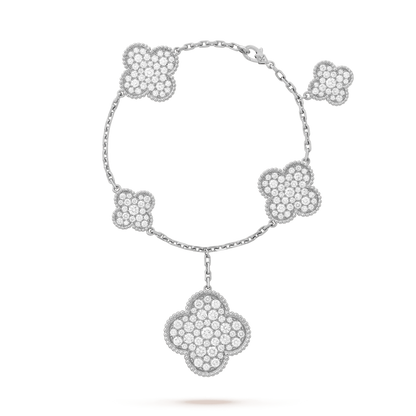 [Rosla Jewelry]CLOVER 6 MOTIFS SILVER DIAMOND BRACELET