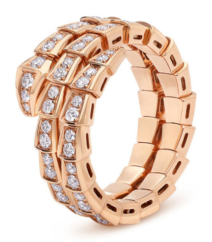 [Rosla Jewelry]SERPENTI RING PINK GOLD DIAMOND DOUBLE ROW