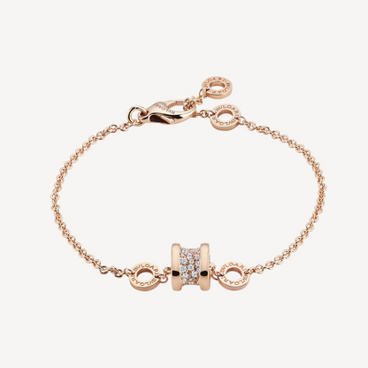 [Rosla Jewelry]ZERO 1 SOFT PINK GOLD WITH PAVED DIAMONDS ON THE SPIRAL BRACELET