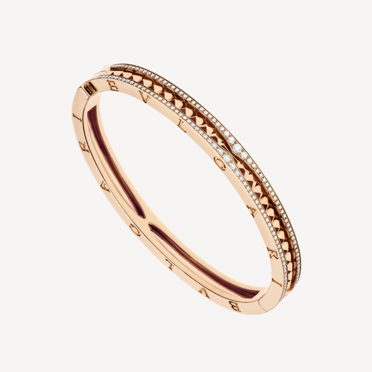 [Rosla Jewelry]ZERO 1 SPIRAL AND PAVED DIAMOND PINK GOLD BRACELET