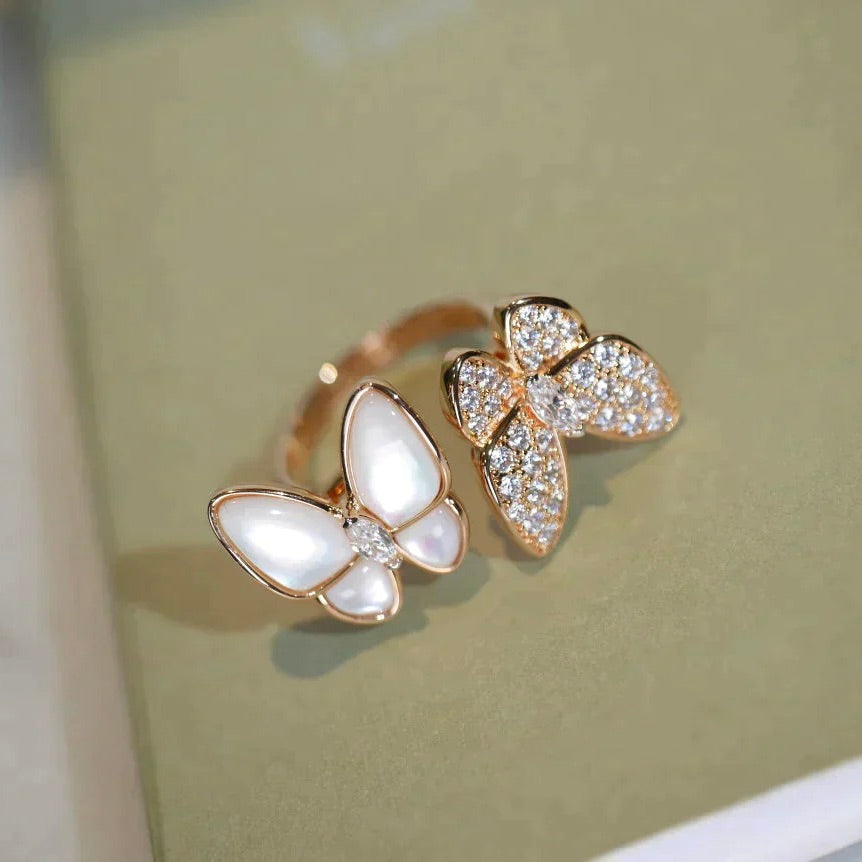 [Rosla Jewelry]TWIN BUTTERFLY DIAMOND MOP RING