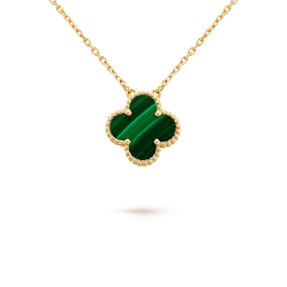 [Rosla Jewelry]CLOVER 15MM MALACHITE SINGLE FLOWER  NECKLACE