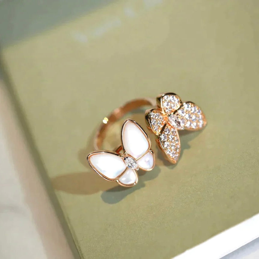 [Rosla Jewelry]TWIN BUTTERFLY DIAMOND MOP RING