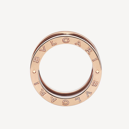 [Rosla Jewelry]ZERO 1 FOUR-BAND LOOPS AND BLACK CERAMIC SPIRAL PINK GOLD RING