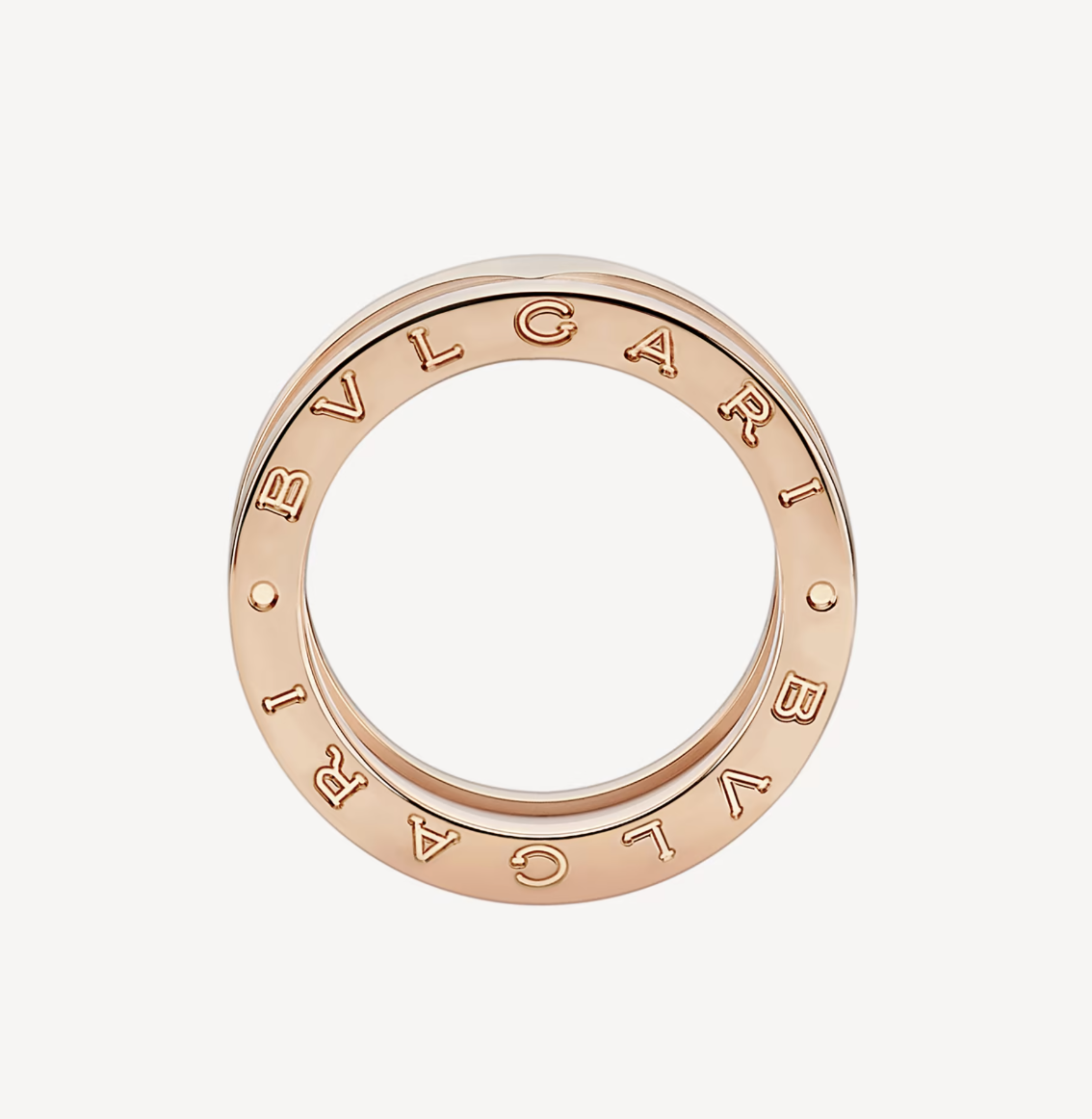 [Rosla Jewelry]ZERO 1 TWO-BAND LOOPS AND WHITE CERAMIC SPIRAL PINK GOLD RING