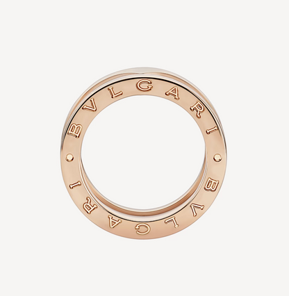 [Rosla Jewelry]ZERO 1 TWO-BAND LOOPS AND WHITE CERAMIC SPIRAL PINK GOLD RING